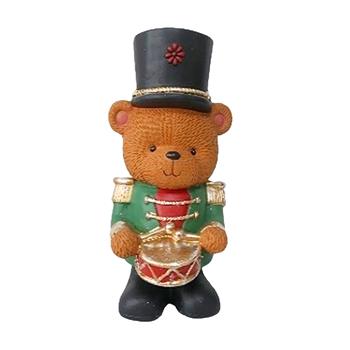 Medvěd voják stojící s bubnem magnesiový 36cm