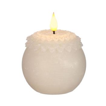 Svíčka květinová koule s LED, t.bílá na baterie krémová 9cm