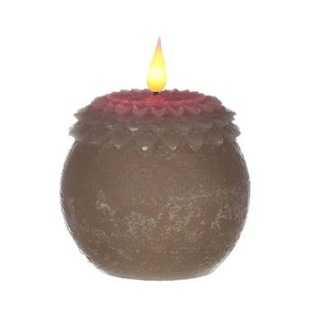 Svíčka květinová koule s LED, t.bílá na baterie mauve 9cm