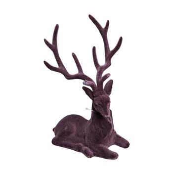 Jelen ležící s plstí hnědý 20cm