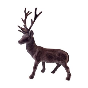 Jelen stojící s plstí hnědý 33cm