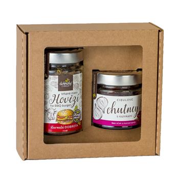 Dárková sada trhaného hovězího masa a cibulového čatní 2ks