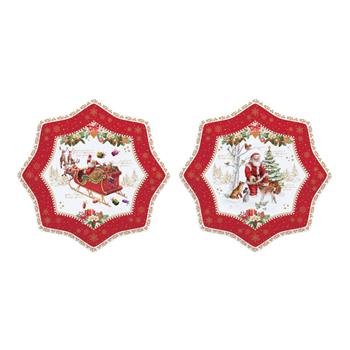 Sada dezertních porcelánových talířků hvězd CHRISTMAS MEMORIES 2ks