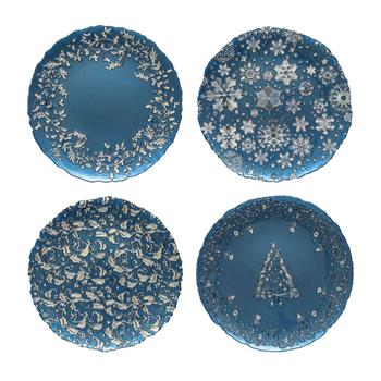 Servírovací tác skleněný BLUE mix 33cm