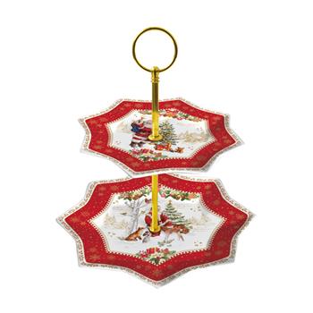 Stojánek/etažér porcelánový CHRISTMAS MEMORIES 2 patra