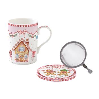 Hrnek porcelánový se sítkem a víčkem SWEET CHRISTMAS 350ml