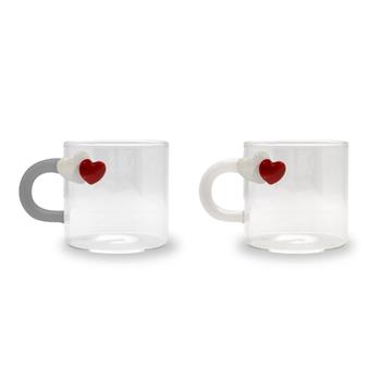 Sada hrnků HEARTS z borosilikátového skla 130ml/2ks