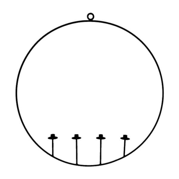 Levně Svícen PUKHAN na 4 svíčky v kruhu závěsný kovový černý 94cm