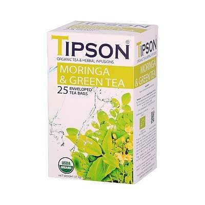 Levně Čaj TIPSON BIO Health Teas Moringa GreenTea 25x1,5g