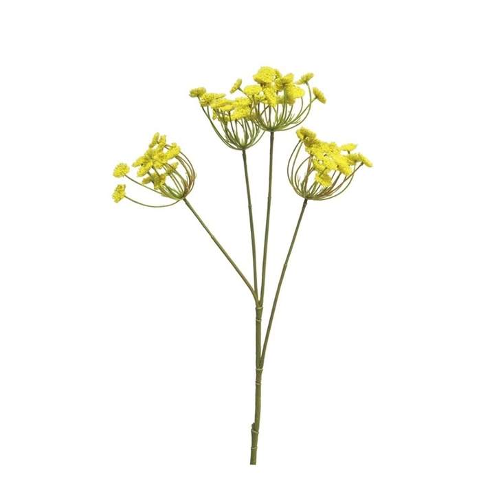 Levně Kopr řezaný umělý 4 květy žlutý 68cm