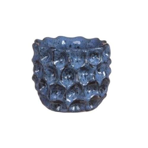 Levně Obal kulatý DENTED keramika glazovaný modrá 11cm