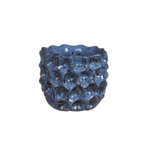 Levně Obal kulatý DENTED keramika glazovaný modrá 8cm
