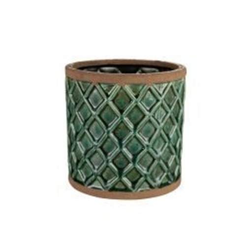Levně Obal válec LIAM keramika glazovaný hnědo-zelený 11cm