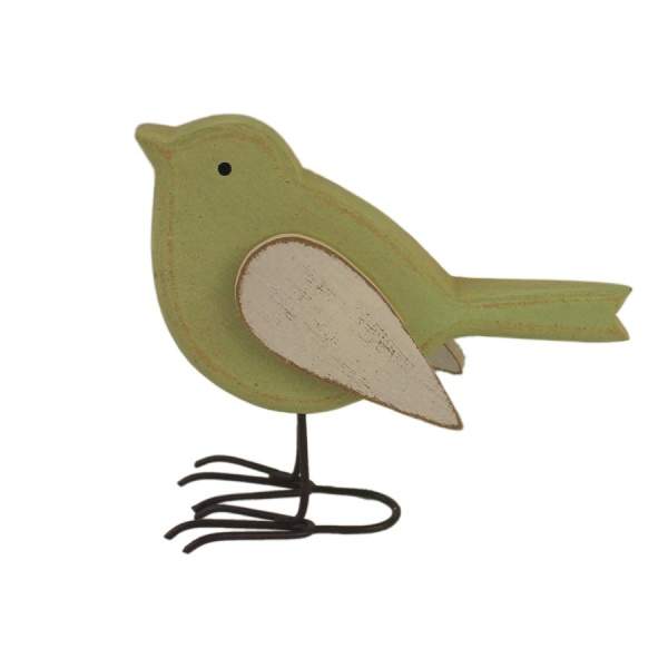 Levně Dřevěná dekorace pták zelená 15cm