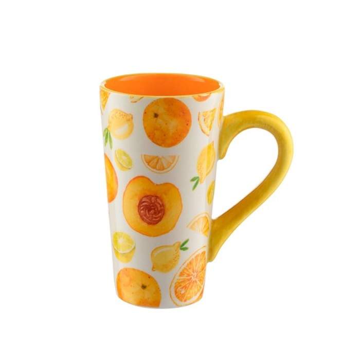Levně Hrnek keramický dekor pomeranče bílo-oranžový 0,5l