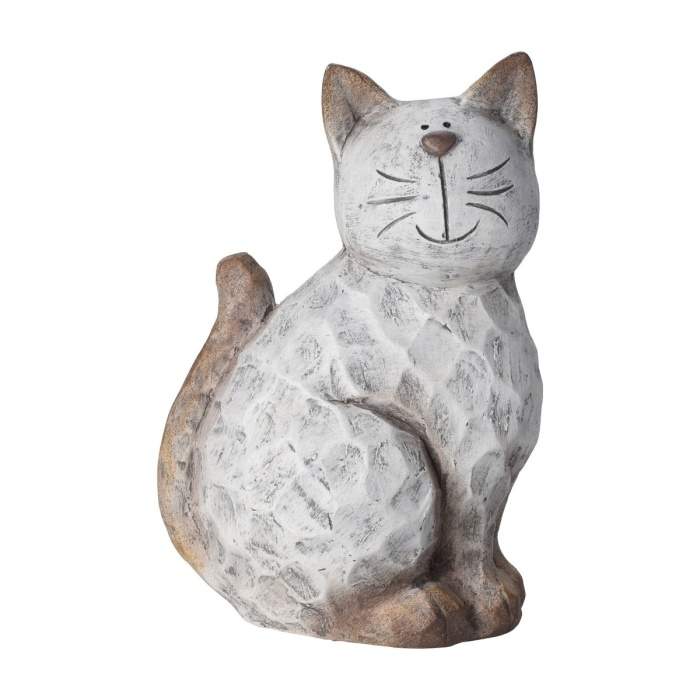 Levně Kočka sedící keramická šedá 32cm