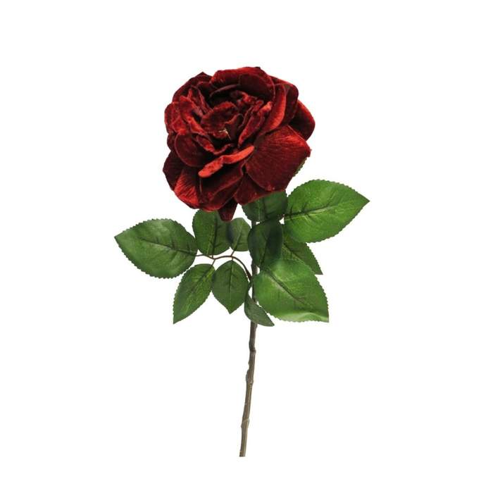 Levně Růže CURTIS sametová řezaná umělá burgunská 63cm