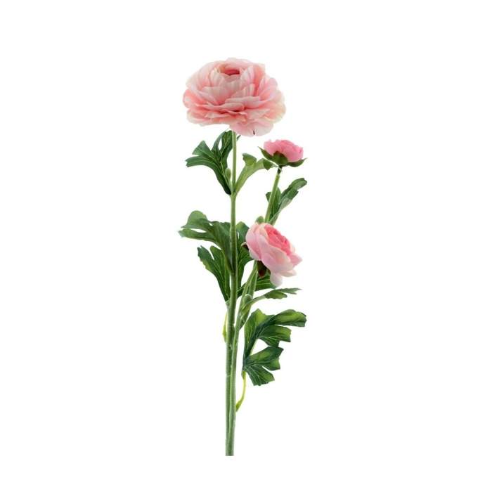 Levně Pryskyřník NEW ORLEANS řezaný umělý se 3 květy sv.růžový 64cm