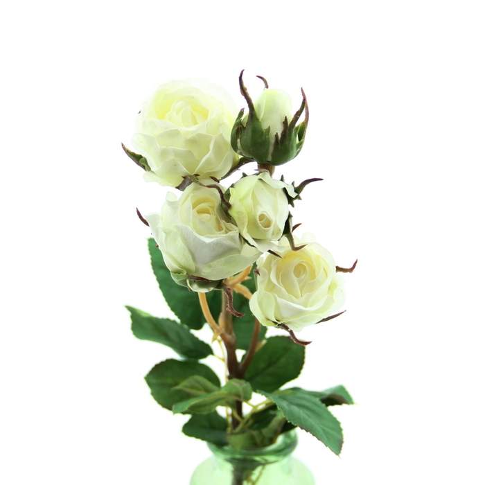 Levně Růže řezaná umělá 5 květů bílá 48cm
