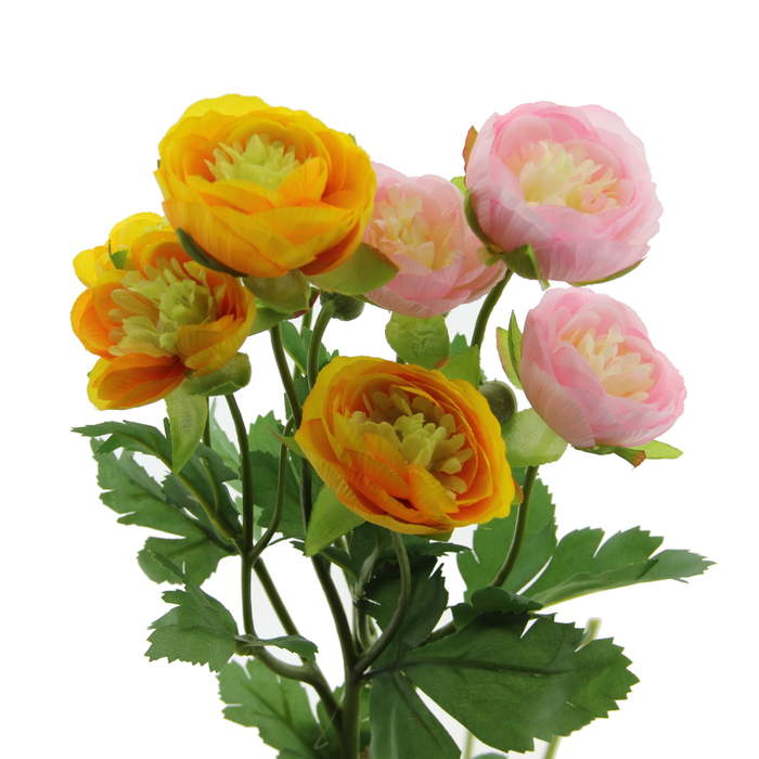 Levně Pryskyřník řezaný umělý 4 květy mix 62cm