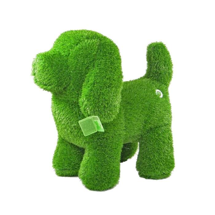 Levně Pes stojící z umělého trávníku (polyesteru) zelený 65cm