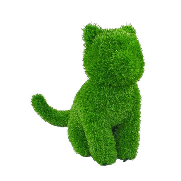 Levně Kočka sedící z umělého trávníku (polyesteru) zelená 50cm